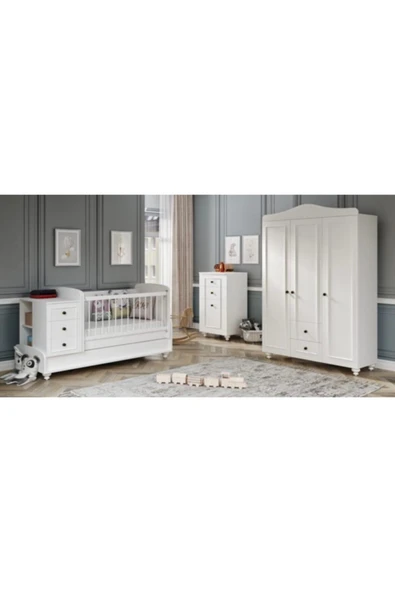 VENATTO Sandy Çocuk Odasına Dönüşebilen Bebek Odası(%100mdf) SOFT MAT BEYAZ ürün görseli 1