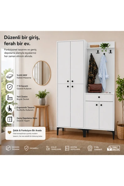 VENATTO Paris Portmanto/vestiyer /ayakkabılık R:beyaz (%100MDF) MAT BEYAZ ürün görseli 1