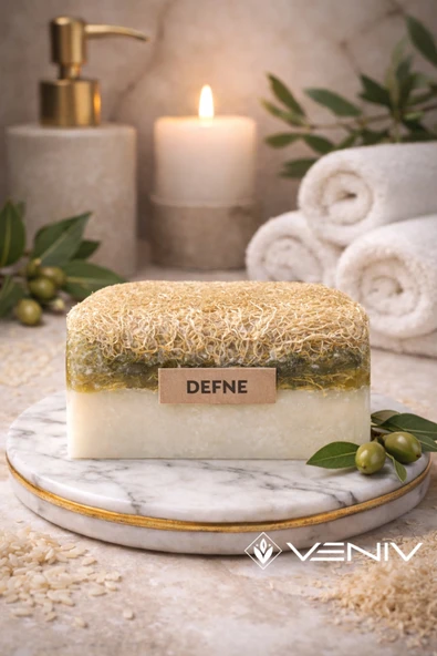 %100 Doğal Kabak Lifli Sabun - Defne & Keçi Sütü - 100 gr ürün görseli 1