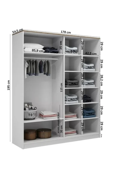 VENATTO Smart 4 Kapılı Dolap (%100MDF) BEYAZ - Resim 3