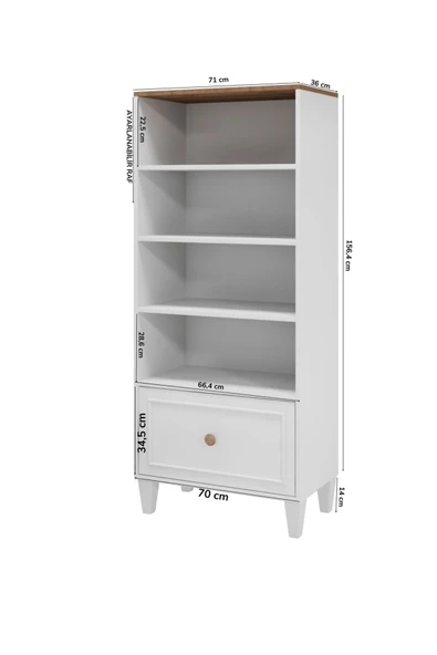 VENATTO SMART KİTAPLIK %100MDF) BEYAZ - Resim 3