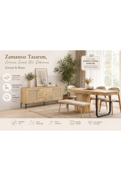 VENATTO Trio Meşe Yemek Odası MEŞE ürün görseli 1