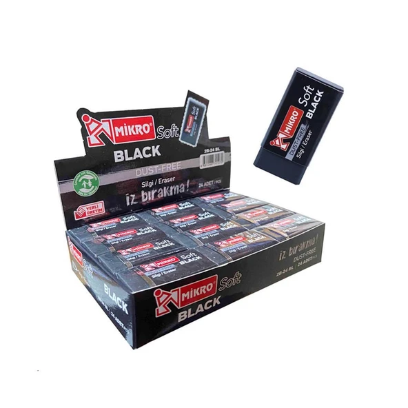Mikro 2B-24 BL Siyah Soft Silgi 24'Lü ürün görseli 1