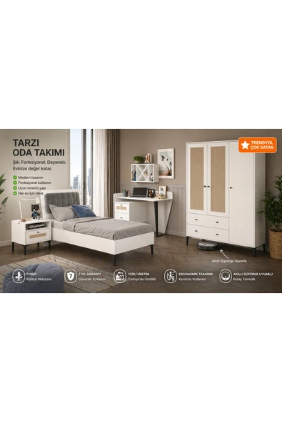 VENATTO Trio White L Genç Odası Takımı(%100mdf) turkuaz ürün görseli 1