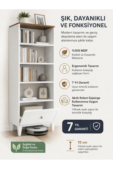 VENATTO SMART KİTAPLIK %100MDF) BEYAZ ürün görseli 1