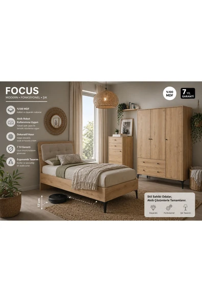 VENATTO focus life wood genç odası(%100mdf) meşe ürün görseli 1