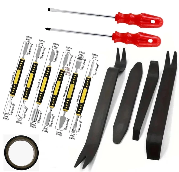 Iki Yönlü Metal Ve Plastik Oto Ön Panel Teyp Torpido Kapı Trim Sökme Aparatı Tornavida Levye 13 Parça ST0106 ürün görseli 1
