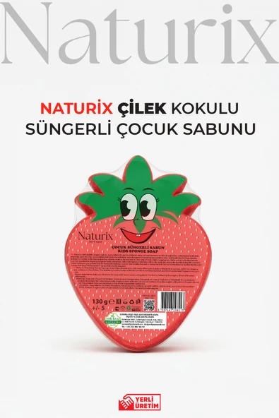 Çilek Şekilli Süngerli Çocuk Sabunu 130Gr ürün görseli 1
