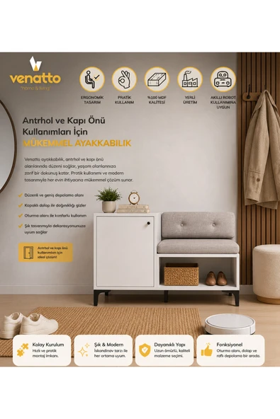 VENATTO Focus Ayakkabılık(%100MDF) BEYAZ ürün görseli 1