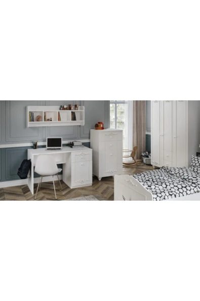 VENATTO Romantic Çalışma Masası (%100MDF) SOFT LAKE BEYAZ ürün görseli 1