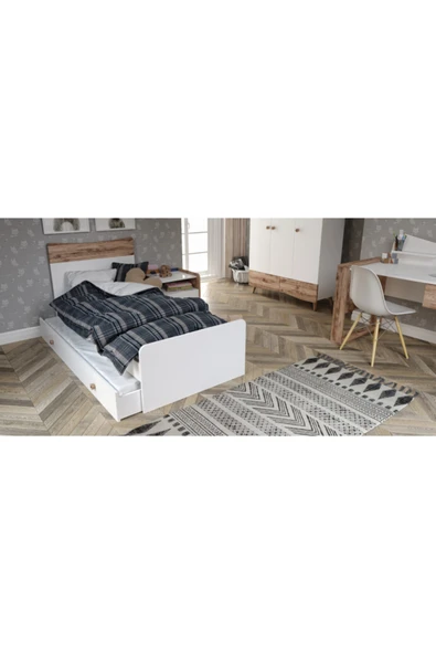 VENATTO Aura Yavrulu Karyola (90x190)%100mdf Beyaz ürün görseli 1