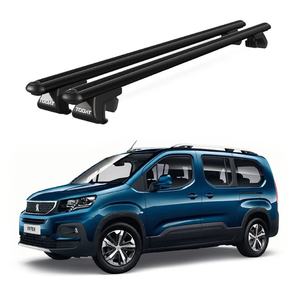 Venüs Peugeot Rifter (2019 ve sonrası) Uyumlu Siyah Ara Atkı Port Bagaj Tavan Barı ürün görseli 1