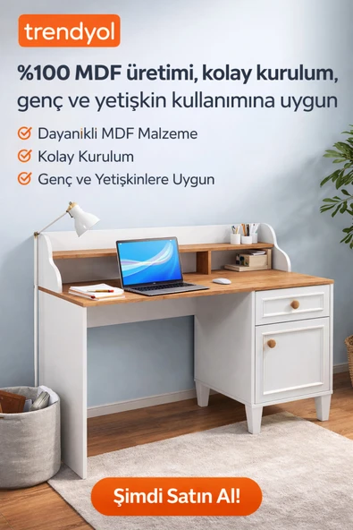 VENATTO Smart Ders Çalışma Masası (%100MDF) turkuaz ürün görseli 1