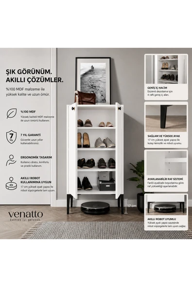 VENATTO Paris Ayakkabılık(%100mdf) MAT BEYAZ ürün görseli 1