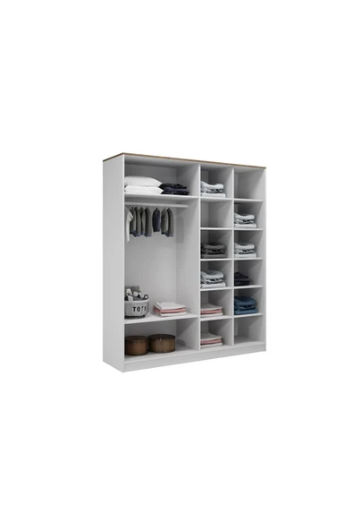 VENATTO Smart 4 Kapılı Dolap (%100MDF) BEYAZ - Resim 6