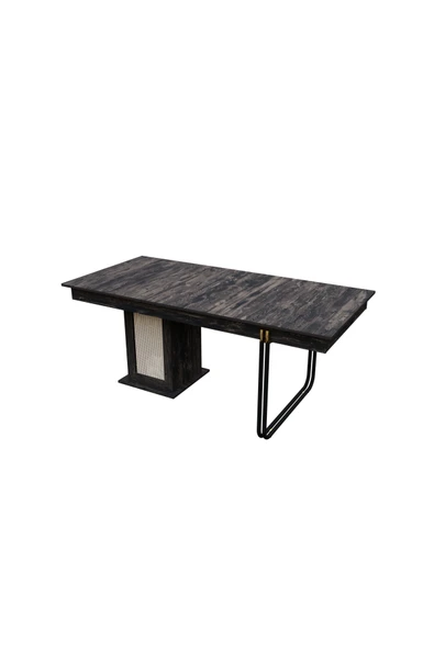VENATTO TRİOO TUVALO DEKORATİF MASA (%100MDF) SİYAH FIRÇA DESENLİ ürün görseli 1