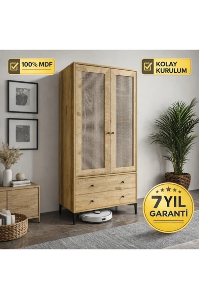VENATTO Trio 2 Kapılı Dolap (%100MDF) MEŞE ürün görseli 1
