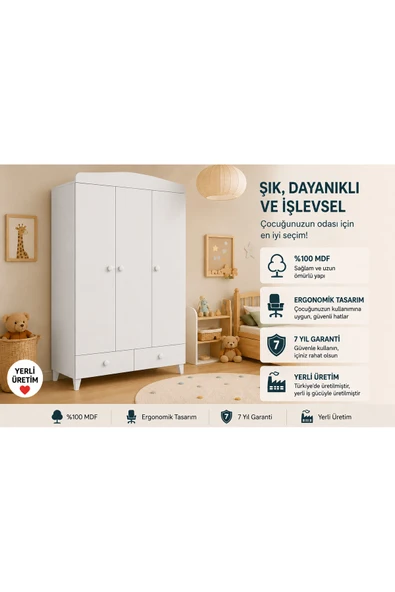 VENATTO Selena Dolap (%100mdf) SOFT MAT BEYAZ ürün görseli 1