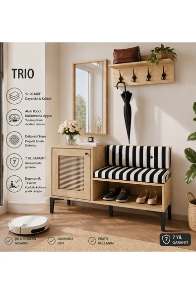VENATTO Tarz dekoratif portmanto/ayakkabılık (%100mdf) meşe ürün görseli 1