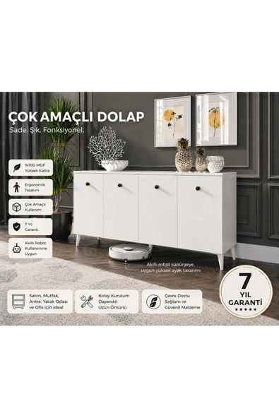 VENATTO Golden Konsol %100 Mdf mat beyaz ürün görseli 1