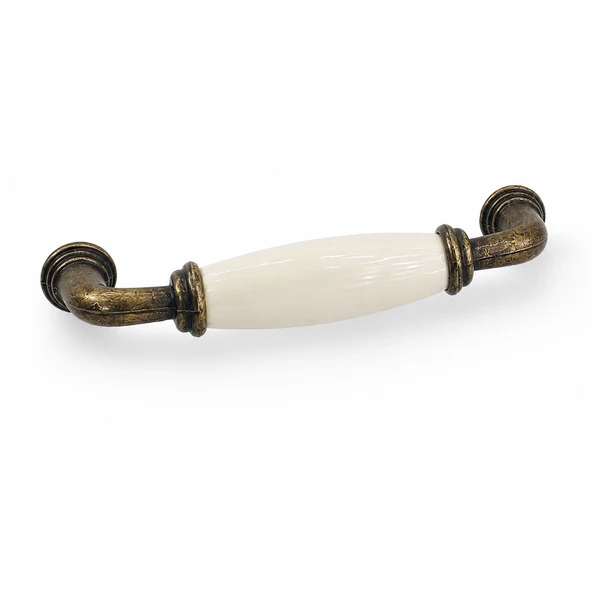 Vaxon Porselen Krem Antik Sarı Kulp 96 mm 9.6 cm Mobilya Çekmece Dolabı Dolap Kapak Kulb Kulpu ürün görseli 1