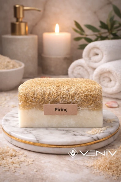 %100 Doğal Kabak Lifli Sabun - Pirinç & Keçi Sütü - 100 gr ürün görseli 1