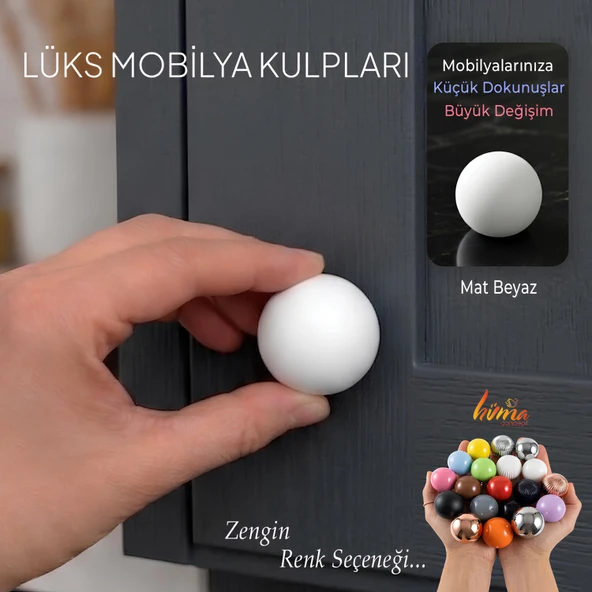 Sert Plastik Düğme Yuvarlak Top Mat Beyaz Dolap Mobilya Mutfak Dolabı Çekmece Kulbu Kulpu Kulplar ürün görseli 1