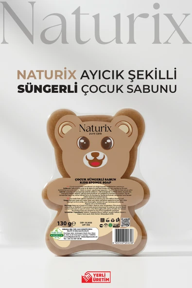 Ayıcık Şekilli Kahverengi Süngerli Çocuk Sabunu 130Gr ürün görseli 1