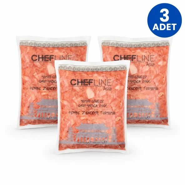 CHEFLINE Asia Pink Gari Shoga Pembe Zencefil Turşusu 1,5 kg  3 Adet  Sushi Zencefili ürün görseli 1
