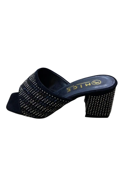 miçe shoes Kadın Taşlı Kalın Topuklu Abiye Terlik ürün görseli 1