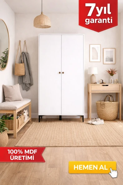 VENATTO Massimo Vestiyer/portmanto Beyaz (%100MDF) BEYAZ ürün görseli 1