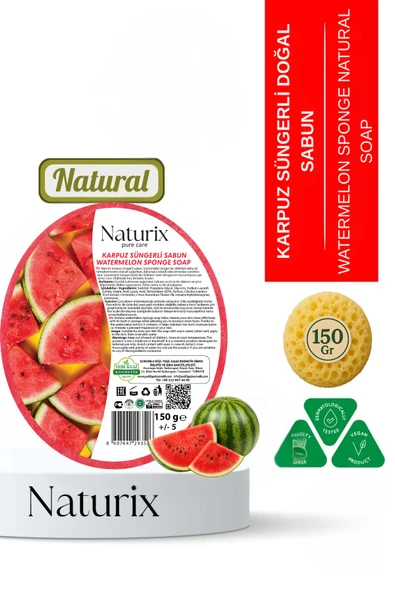Karpuz Süngerli Sabun 150 gr | Peeling Etkili Arındırıcı Sabun ürün görseli 1