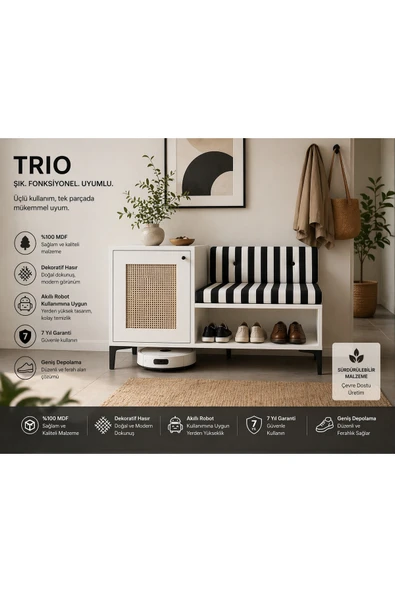 VENATTO Trio Dekoratif Ayakkabılık MAT BEYAZ ürün görseli 1