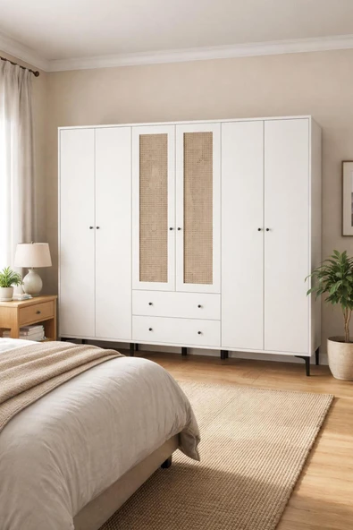 VENATTO Trio 6 Kapaklı Dolap(%100MDF) mat beyaz ürün görseli 1