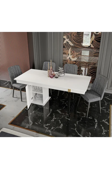 VENATTO LOFT DEKORATİF MASA(%100MDF) BEYAZ - Resim 3