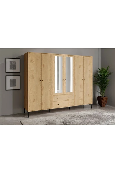 VENATTO Focus 6 Aynalı Dolap (%100MDF) MEŞE - Resim 2