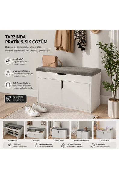 VENATTO Pianno Çok Yönlü Ayakkabılık ( % 100mdf) SOFT BEYAZ ürün görseli 1