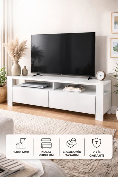 VENATTO Mocca Tv Ünitesi Beyaz (%100MDF) BEYAZ ürün görseli 1