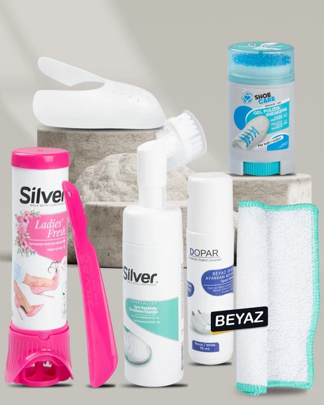 Kadın Beyaz Spor Ayakkabı Temizleme ve Bakım Seti ( Boya & Deodorant & Köpük & Jel ) ürün görseli 1