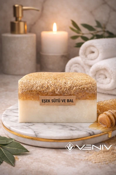 %100 Doğal Kabak Lifli Sabun - Bal & Eşek Sütü - 100 gr ürün görseli 1