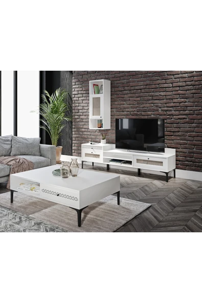 VENATTO Trio Orta Sehpa(%100mdf) BEYAZ - Resim 3