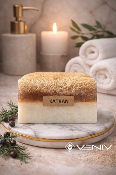 %100 Doğal Kabak Lifli Sabun - Ardıç Katranı & Keçi Sütü - 100 gr ürün görseli 1