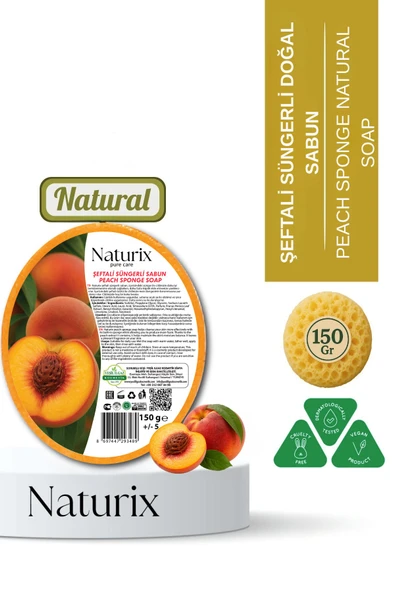 Şeftali Süngerli Sabun 150 gr | Peeling Etkili Arındırıcı Sabun ürün görseli 1