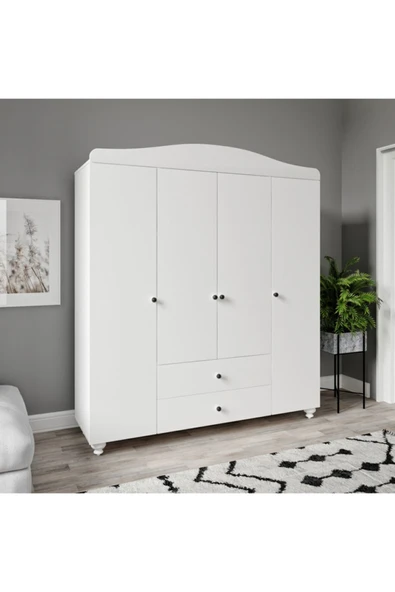 VENATTO Almina Dört Kapaklı Dolap(%100mdf) SOFT MAT BEYAZ ürün görseli 1