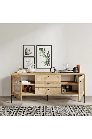 VENATTO Trio 3 Çek. Konsol(%100MDF) MEŞE - Resim 5