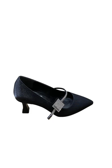 Yaren Moda Kadın Kadeh Topuk Taşlı Saten Stiletto ürün görseli 1