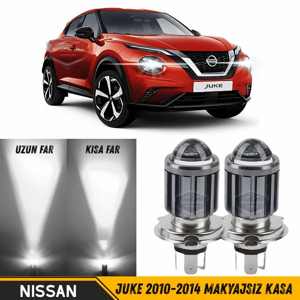 Nissan Juke 2010-2014 Makyajsız Kasa Uyumlu Mercekli Far Ampulü Led Xenon Beyaz Renk Far Şimşek Etkili CSP Led Lamba Uzun Kısa 2 Adet Takım ürün görseli 1