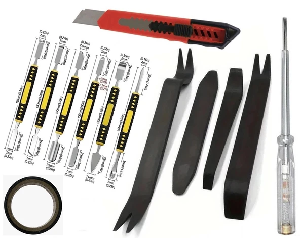 Oto Ön Panel Teyp Torpido Kapı Trim Sökme Aparatı Levye Tornavida 13 Parça ST05 ürün görseli 1