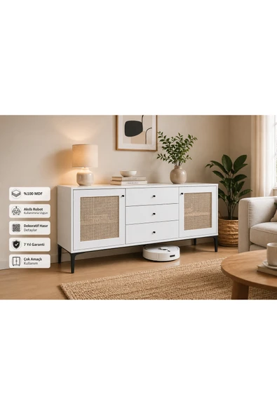 VENATTO Trio White Konsol(%100mdf) BEYAZ ürün görseli 1