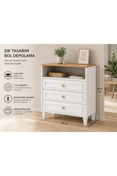 VENATTO Smart Şifonyer (%100MDF) BEYAZ ürün görseli 1